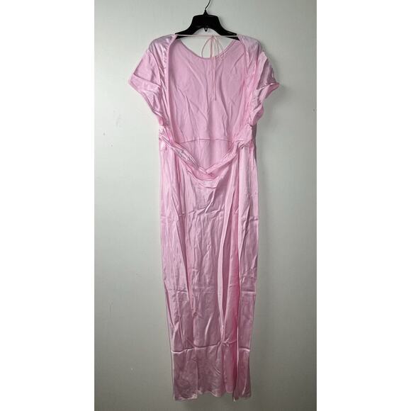 Anna October© X J.Crew Short Sleeve Slip Dress in Luster Crepe Size 22 Pink Maxi - Picture 2 of 11